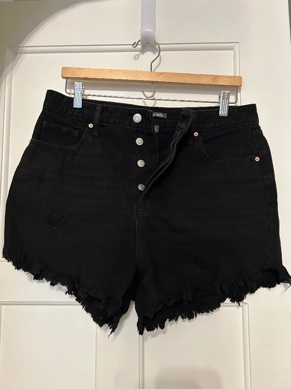Black denim high waisted shorts